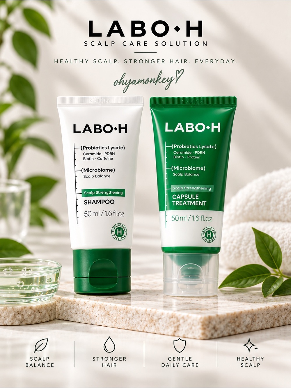 LABO-H Scalp Strengthening Shampoo and Capsule Treatment Travel Size Set